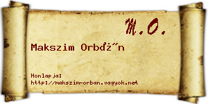 Makszim Orbán névjegykártya